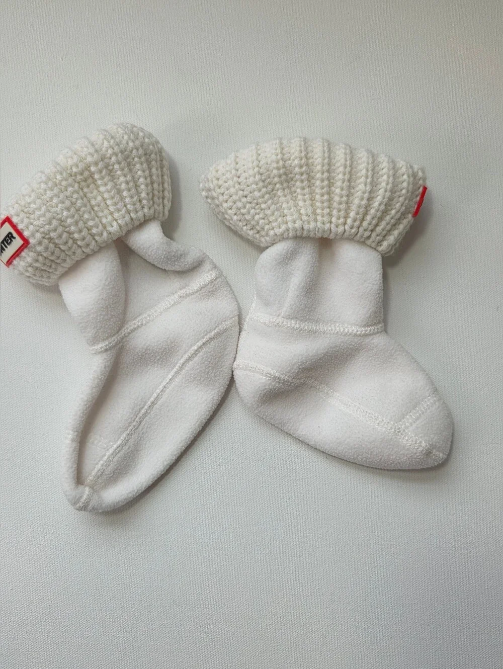 Hunter Kids XS 5-7 Boot Socks Fleece Cable Knit Rain Boot Liners White